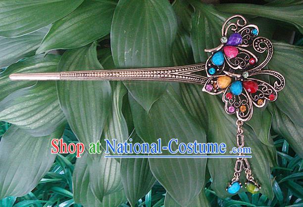 Traditional Chinese Miao Ethnic Minority Palace Hair Jewelry Accessories, Hmong Handmade Flowers Hairpins, Miao Ethnic Jewelry Accessories Hair Claw for Women