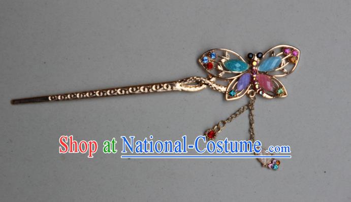 Traditional Chinese Miao Ethnic Minority Palace Hair Jewelry Accessories, Hmong Handmade Butterfly Tassel Hairpins, Miao Ethnic Jewelry Accessories Hair Claw for Women