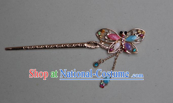 Traditional Chinese Miao Ethnic Minority Palace Hair Jewelry Accessories, Hmong Handmade Butterfly Tassel Hairpins, Miao Ethnic Jewelry Accessories Hair Claw for Women