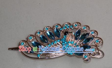 Traditional Chinese Miao Ethnic Minority Palace Hair Jewelry Accessories, Hmong Handmade Peacock Hairpins, Miao Ethnic Jewelry Accessories Hair Claw for Women