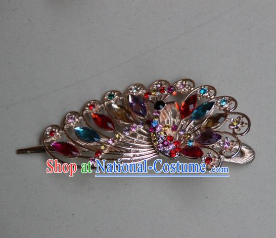 Traditional Chinese Miao Ethnic Minority Palace Hair Jewelry Accessories, Hmong Handmade Peacock Hairpins, Miao Ethnic Jewelry Accessories Hair Claw for Women