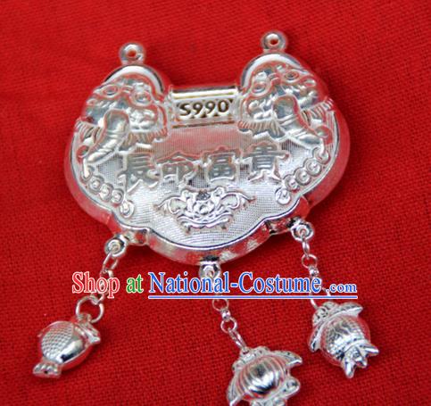 Traditional Chinese Miao Ethnic Minority Miao Silver Longevity Lock for Children