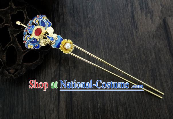 Traditional Handmade Chinese Ancient Classical Hair Accessories Barrettes Hairpin, Blueing Hair Sticks Hair Jewellery, Hair Fascinators Hairpins for Women