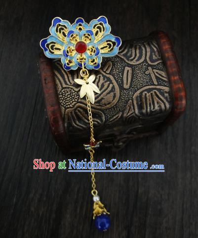 Traditional Handmade Chinese Ancient Classical Hair Accessories Barrettes Hairpin, Blueing Hair Sticks Hair Jewellery, Hair Fascinators Hairpins for Women