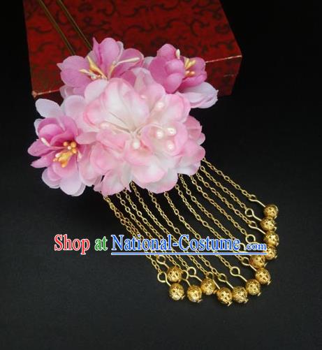 Traditional Handmade Chinese Ancient Classical Hair Accessories Barrettes Hairpin, Flowers Tassel Headdress Hair Jewellery, Hair Fascinators Hairpins for Women