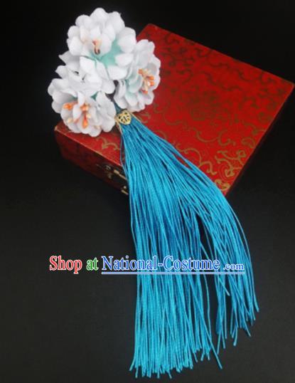 Traditional Handmade Chinese Ancient Classical Hair Accessories Barrettes Hairpin, Flowers Long Tassel Headdress Hair Jewellery, Hanfu Hair Fascinators Hairpins for Women