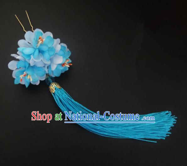 Traditional Handmade Chinese Ancient Classical Hair Accessories Barrettes Hairpin, Flowers Long Tassel Headdress Hair Jewellery, Hanfu Hair Fascinators Hairpins for Women