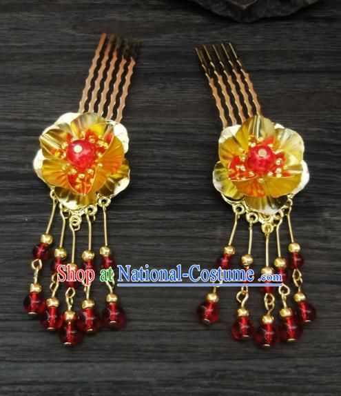 Traditional Handmade Chinese Ancient Classical Hair Accessories Barrettes Hairpin, Flowers Tassel Headdress Hair Jewellery, Hair Fascinators Hairpins for Women