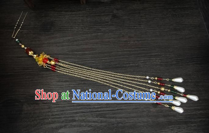 Traditional Handmade Chinese Ancient Classical Hair Accessories Barrettes Hairpin, Imperial Emperess Tassel Headdress Hair Jewellery, Hair Fascinators Hairpins for Women