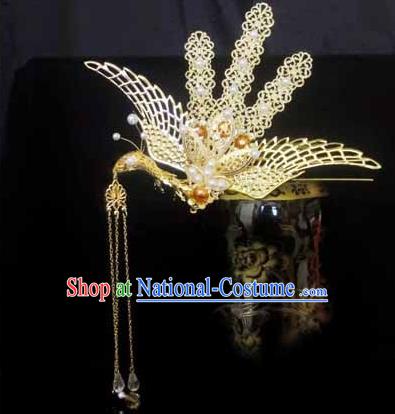 Traditional Handmade Chinese Ancient Classical Hair Accessories Bride Wedding Barrettes Phoenix Coronet, Hair Sticks Hair Jewellery, Hair Fascinators Hairpins for Women