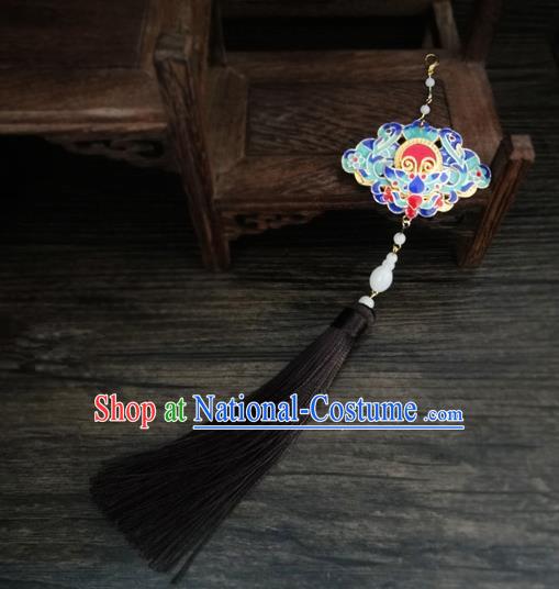 Traditional Handmade Chinese Ancient Classical Jewellery Accessories Palace Tassel Sword Taeniasis, Blueing Waist Pendant for Women