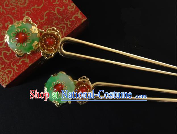 Traditional Handmade Chinese Ancient Classical Hair Accessories Barrettes Agate Jade Hairpin, Hair Sticks Pearl Hair Jewellery, Hair Fascinators Hairpins for Women