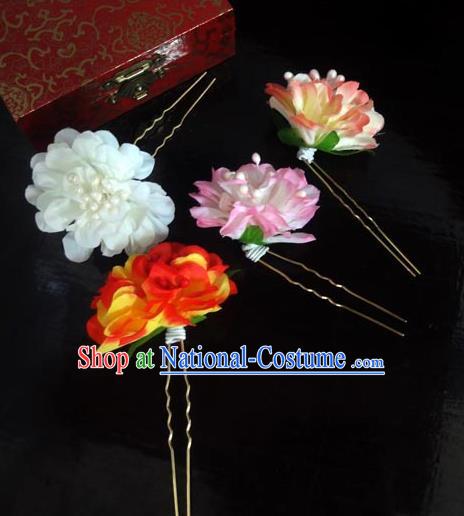 Traditional Handmade Chinese Ancient Classical Hair Accessories Barrettes Hairpin, Flowers Headdress Hair Jewellery, Hair Fascinators Hairpins for Women