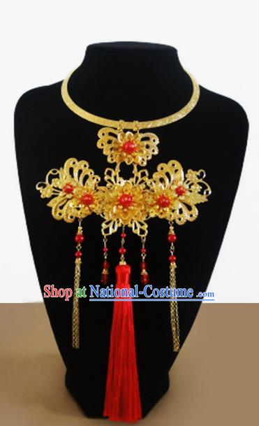 Traditional Handmade Chinese Ancient Classical Jewellery Accessories Necklace, Bride Tassel Wedding Necklace for Women