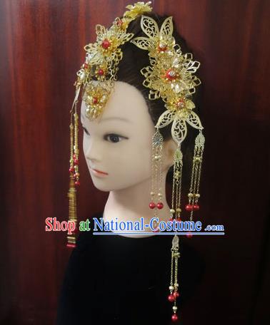 Traditional Handmade Chinese Ancient Classical Hair Accessories Barrettes Hairpin, Imperial Emperess Phoenix Coronet Hair Jewellery, Hair Fascinators Hairpins Complete Set for Women