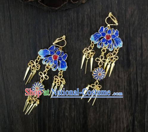 Traditional Handmade Chinese Ancient Classical Blueing Earrings for Women