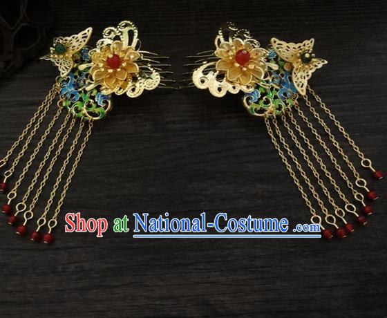 Traditional Handmade Chinese Ancient Classical Hair Accessories Barrettes Hairpin, Blueing Hair Sticks Hair Jewellery, Hair Fascinators Hairpins for Women