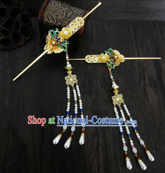 Traditional Handmade Chinese Ancient Classical Hair Accessories Barrettes Hairpin, Blueing Hair Sticks Hair Jewellery, Hair Fascinators Hairpins for Women