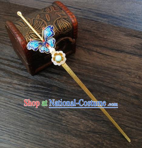 Traditional Handmade Chinese Ancient Classical Hair Accessories Barrettes Hairpin, Blueing Butterfly Hair Sticks Hair Jewellery, Hair Fascinators Hairpins for Women