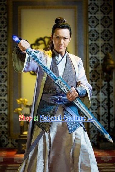 Traditional Chinese Ancient Costumes Ancient Chinese Cosplay Swordsman Knight Costume Complete Set for Men