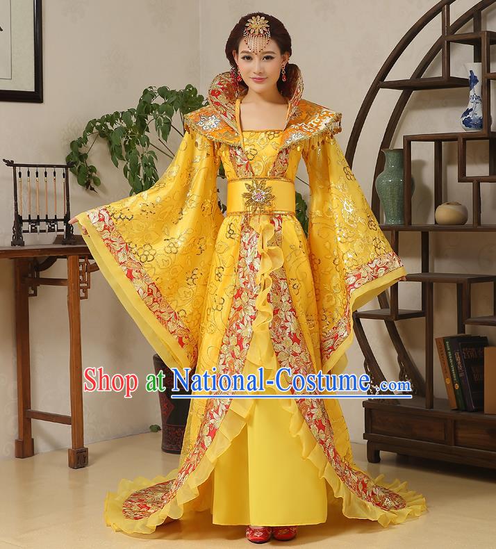 Traditional Ancient Chinese Imperial Emperess Costume, Chinese Wedding Dress, Cosplay Chinese Peri Imperial Princess Tailing Clothing Hanfu for Women