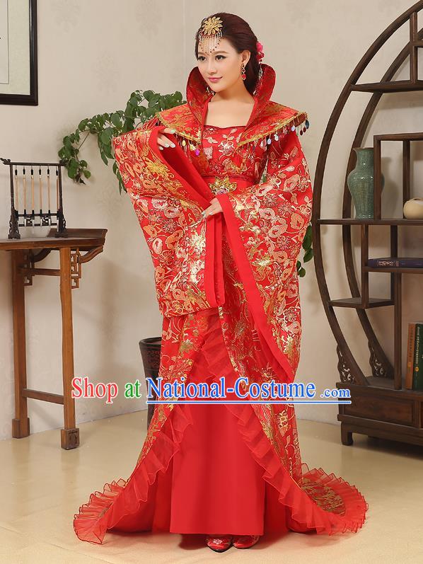 Traditional Ancient Chinese Imperial Emperess Costume, Chinese Wedding Dress, Cosplay Chinese Peri Imperial Princess Tailing Clothing Hanfu for Women