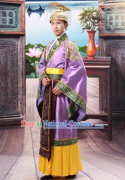 Traditional Ancient Chinese Imperial Emperor Costume, Chinese Han Dynasty Male Wedding Dress, Cosplay Chinese Imperial King Clothing Hanfu for Men