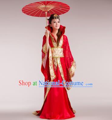 Traditional Ancient Chinese Imperial Emperess Costume, Chinese Tang Dynasty Wedding Dress, Cosplay Chinese Peri Imperial Princess Tailing Clothing Hanfu for Women