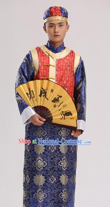 Traditional Ancient Chinese Imperial Emperor Costume, Chinese Qing Dynasty Male Wedding Dress, Cosplay Chinese Imperial Prince Clothing Hanfu for Men