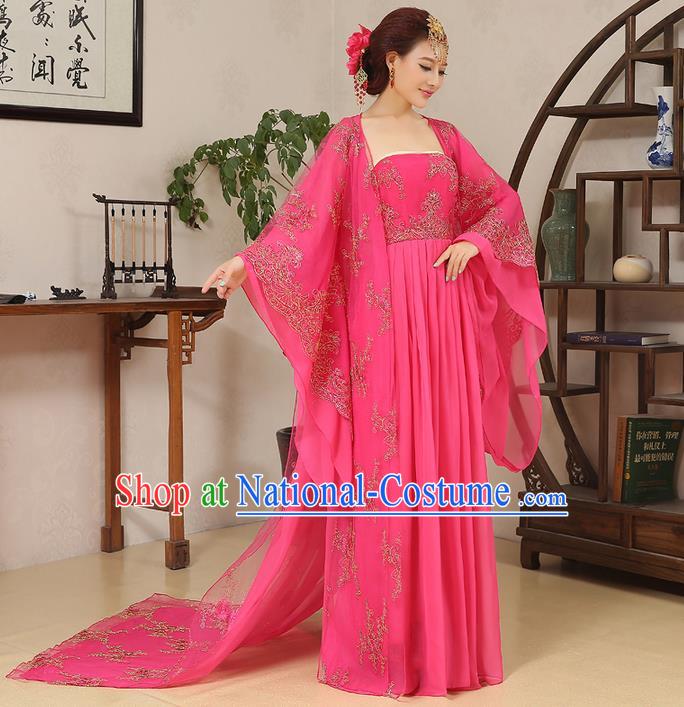 Traditional Ancient Chinese Imperial Emperess Dance Costume, Chinese Wedding Dress, Cosplay Chinese Peri Imperial Princess Tailing Clothing Hanfu for Women