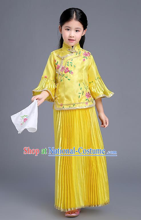 Traditional Ancient Chinese Imperial Emperess Costume, General Chai and Lady Balsam Costume, Chinese Qing Dynasty Republic of China Children Dress, Cosplay Chinese Peri Imperial Princess Clothing Hanfu for Kids