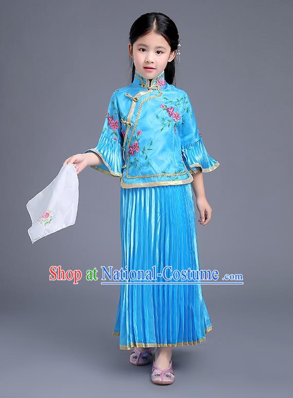 Traditional Ancient Chinese Imperial Emperess Costume, General Chai and Lady Balsam Costume, Chinese Qing Dynasty Republic of China Children Dress, Cosplay Chinese Peri Imperial Princess Clothing Hanfu for Kids