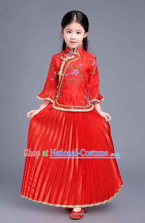 Traditional Ancient Chinese Imperial Emperess Costume, General Chai and Lady Balsam Costume, Chinese Qing Dynasty Republic of China Children Dress, Cosplay Chinese Peri Imperial Princess Clothing Hanfu for Kids