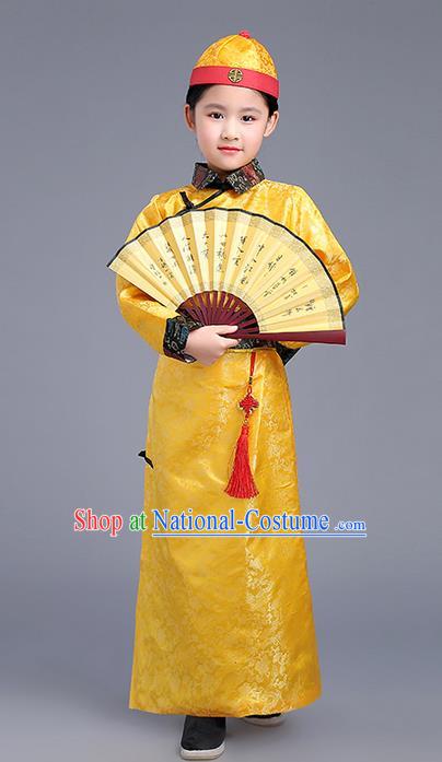 Traditional Ancient Chinese Imperial Emperor Costume, Chinese Qing Dynasty Wedding Dress, Cosplay Chinese Imperial Prince Clothing Hanfu for Kids