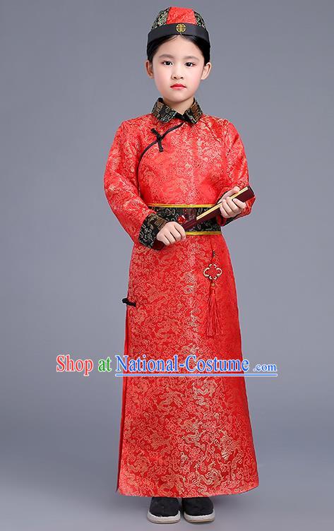 Traditional Ancient Chinese Imperial Emperor Costume, Chinese Qing Dynasty Dress, Cosplay Chinese Imperial Prince Clothing Hanfu for Kids