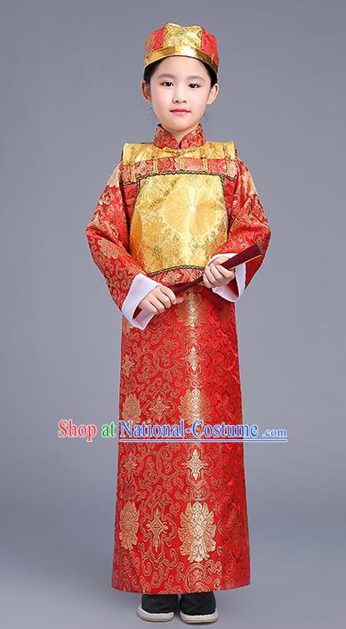 Traditional Ancient Chinese Imperial Emperor Costume, Chinese Qing Dynasty Dress, Cosplay Chinese Imperial Prince Clothing Hanfu for Kids