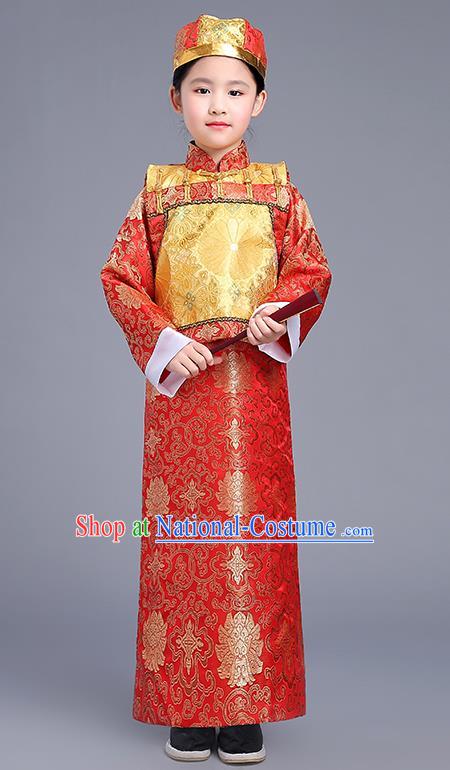 Traditional Ancient Chinese Imperial Emperor Costume, Chinese Qing Dynasty Dress, Cosplay Chinese Imperial Prince Clothing for Kids