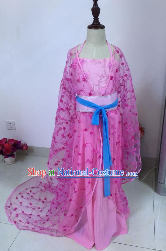 Traditional Ancient Chinese Imperial Emperess Costume, Chinese Wedding Dress, Cosplay Chinese Peri Imperial Princess Tailing Clothing Hanfu for Kids