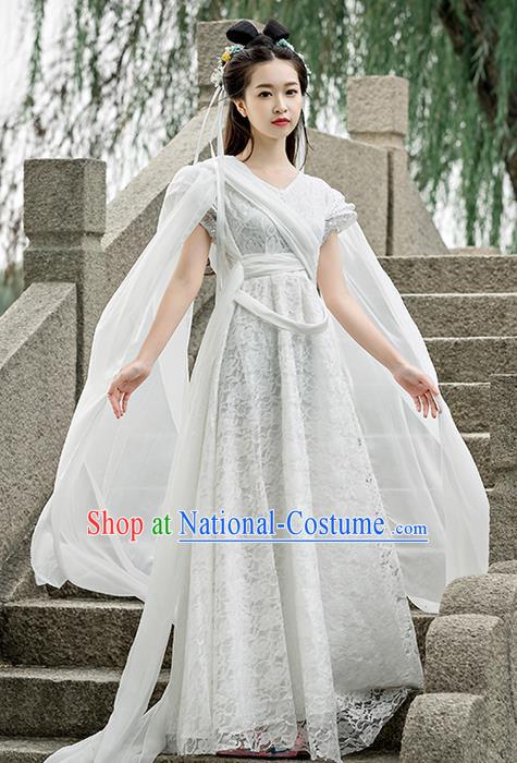 Traditional Ancient Chinese Imperial Princess Costume, Chinese Tang Dynasty Dance Dress, Cosplay Chinese Peri Imperial Princess Clothing Embroidered Hanfu Dress for Women