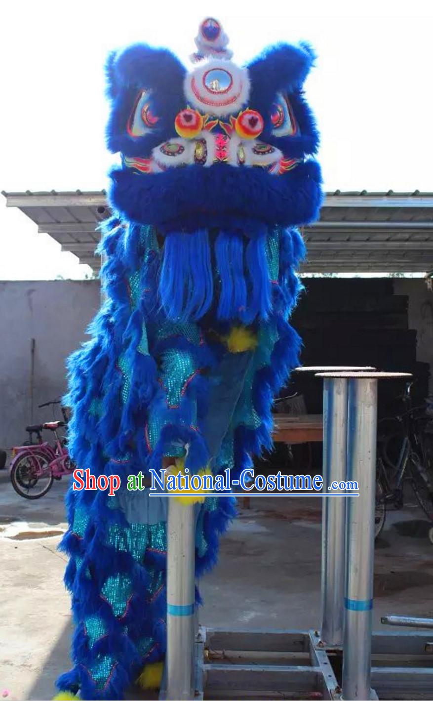 Chinese Folk Arts Natural Wool Lion Dance Costumes Complete Set