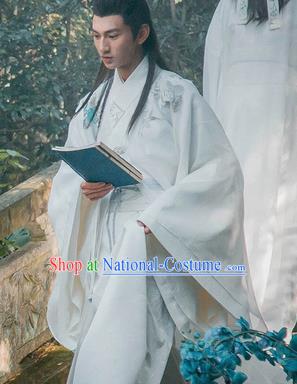 Traditional Ancient Chinese Male Costume, Chinese Han Dynasty Student Dress, Chinese Swordsman Clothing for Men