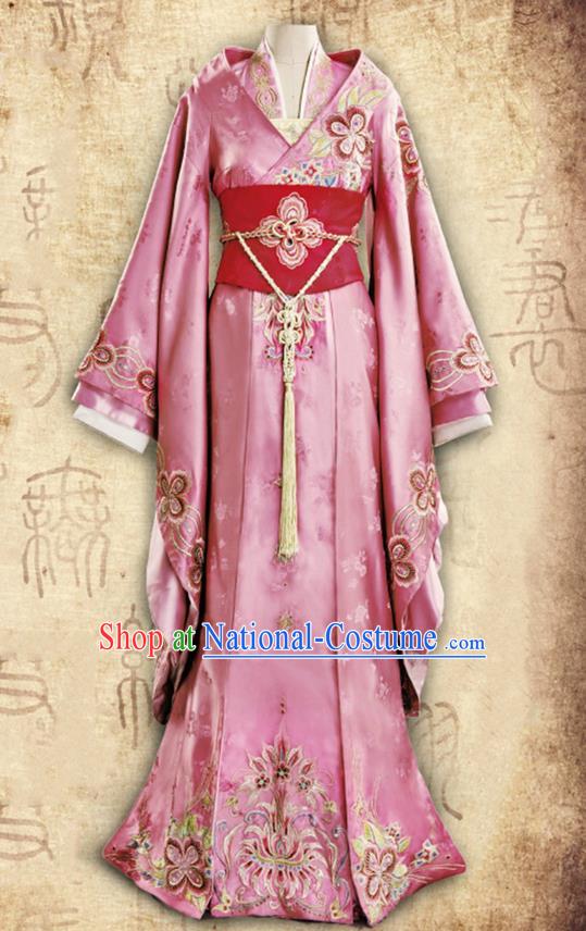 Traditional Ancient Chinese Imperial Princess Costume, Chinese Han Dynasty Young Lady Dance Dress, Cosplay Chinese Peri Imperial Princess Embroidered Clothing Hanfu for Women