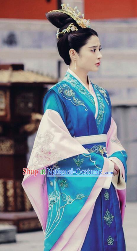 Traditional Ancient Chinese Imperial Princess Costume, Chinese Han Dynasty Young Lady Dance Dress, Cosplay Chinese Peri Imperial Princess Embroidered Clothing Hanfu for Women