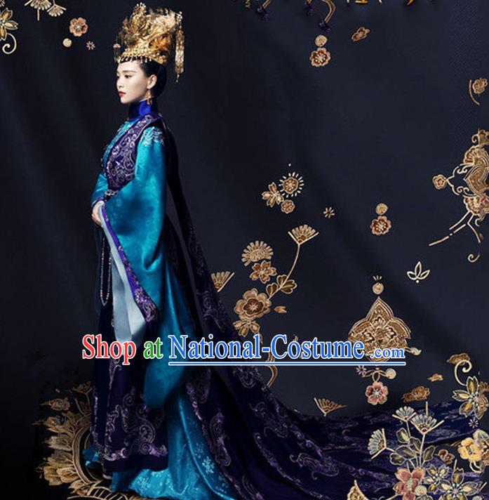 Traditional Ancient Chinese Imperial Emperess Costume, Chinese Han Dynasty Dress, Cosplay Chinese Peri Imperial Empress Dowager Tailing Embroidered Clothing for Women