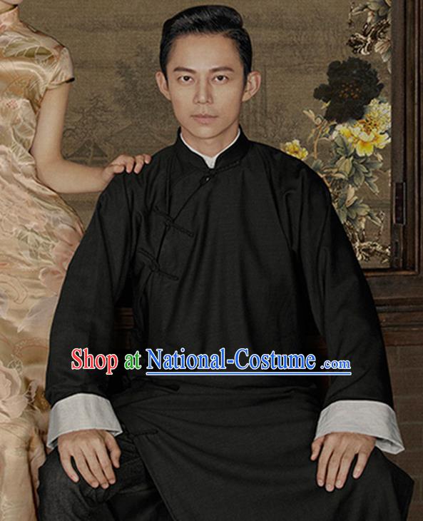 Traditional Ancient Chinese Republic of China Red Gown Crosstalk Robes Qing Dynasty Minguo Costumes for Men