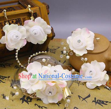 Traditional Handmade Chinese Ancient Classical Hair Accessories Pink Flowers Hairpin, Hair Sticks Hair Claws, Hair Fascinators Hairpins for Women