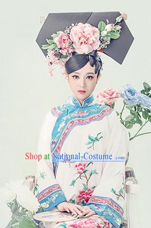 Traditional Ancient Chinese Imperial Consort Costume, Chinese Qing Dynasty Manchu Palace Lady Dress, Cosplay Chinese Manchu Minority Princess Clothing for Women