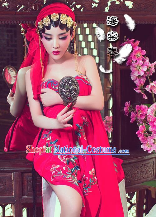 Traditional Ancient Chinese Peking Opera Classical Costume, Chinese Tang Dynasty Young Lady Water Sleeves Dance Dress, Cosplay Chinese Peri Princess Clothing for Women