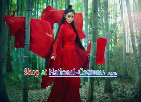 Traditional Ancient Chinese Female Costume, Chinese Tang Dynasty Swordswoman Red Dress, Cosplay Chinese Chivalrous Swordsman Clothing for Women