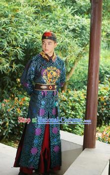 Traditional Ancient Chinese Qing Dynasty Imperial Prince Robes, Manchu Imperial Emperor Costumes for Men